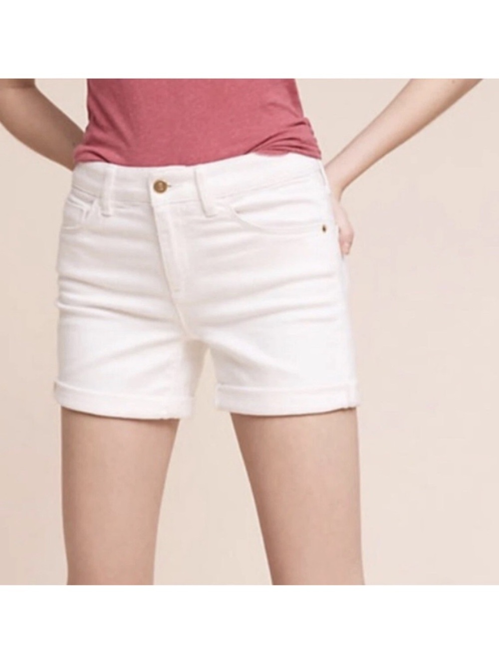Pilcro and the Letterpress White Cuffed Denim Shorts